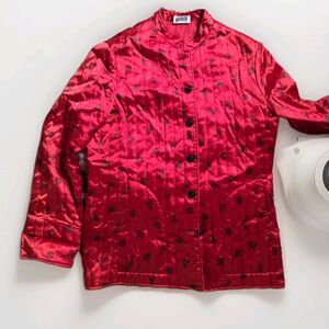Vintage F.A.CHATTA L.T.D. Chinese Light Jacket Sily Red Women Blazer Button Up